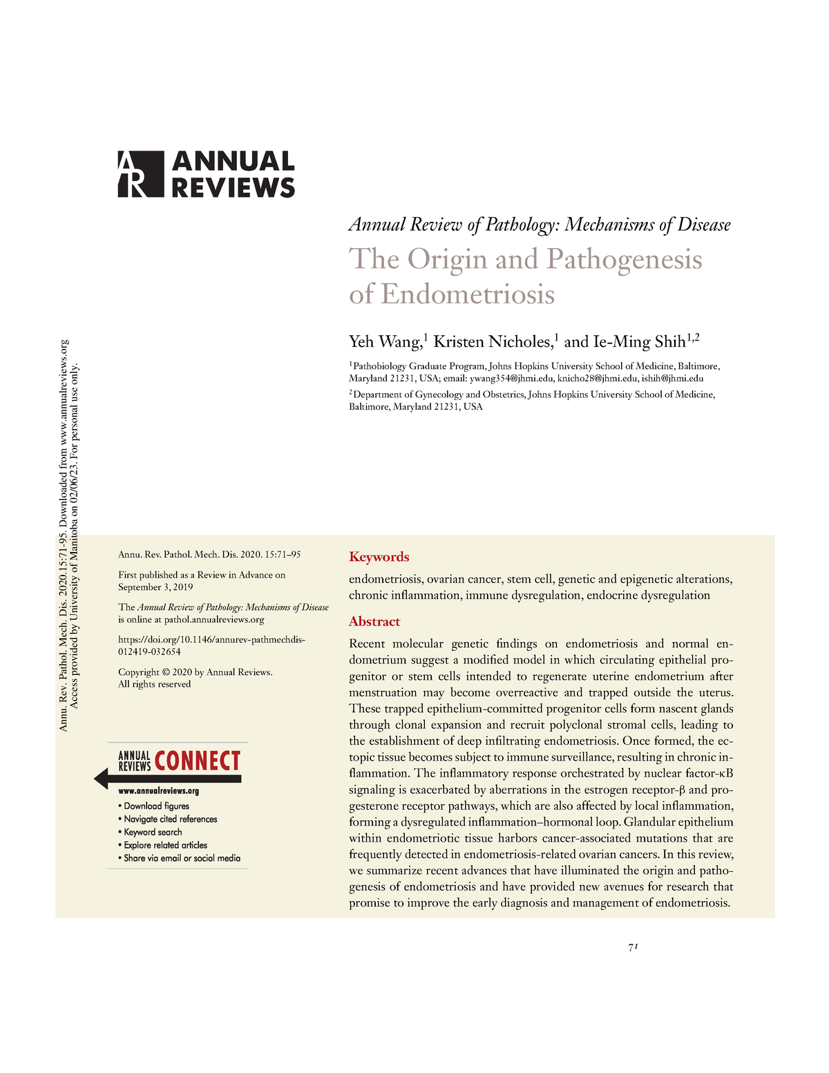 Annual Review of Pathology-Mechanisms of Disease