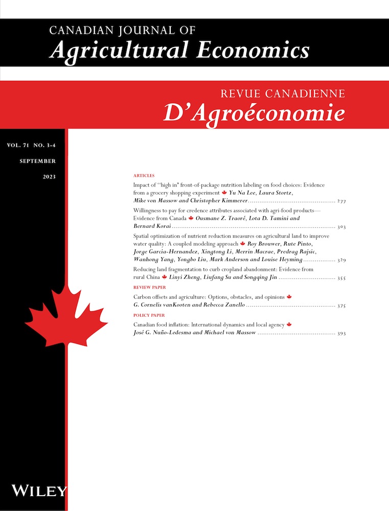 Canadian Journal of Agricultural Economics-Revue Canadienne D Agroeconomie